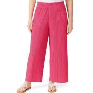 Nine West Women’s Pink Pleated Wide Leg Pants Size L NWT Polyester Elastic Waist